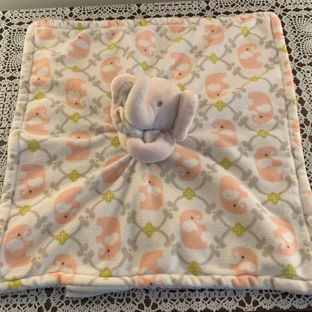 Blankets and Beyond Lovey Pink White Elephant Blankie Baby Blanket Soothing
